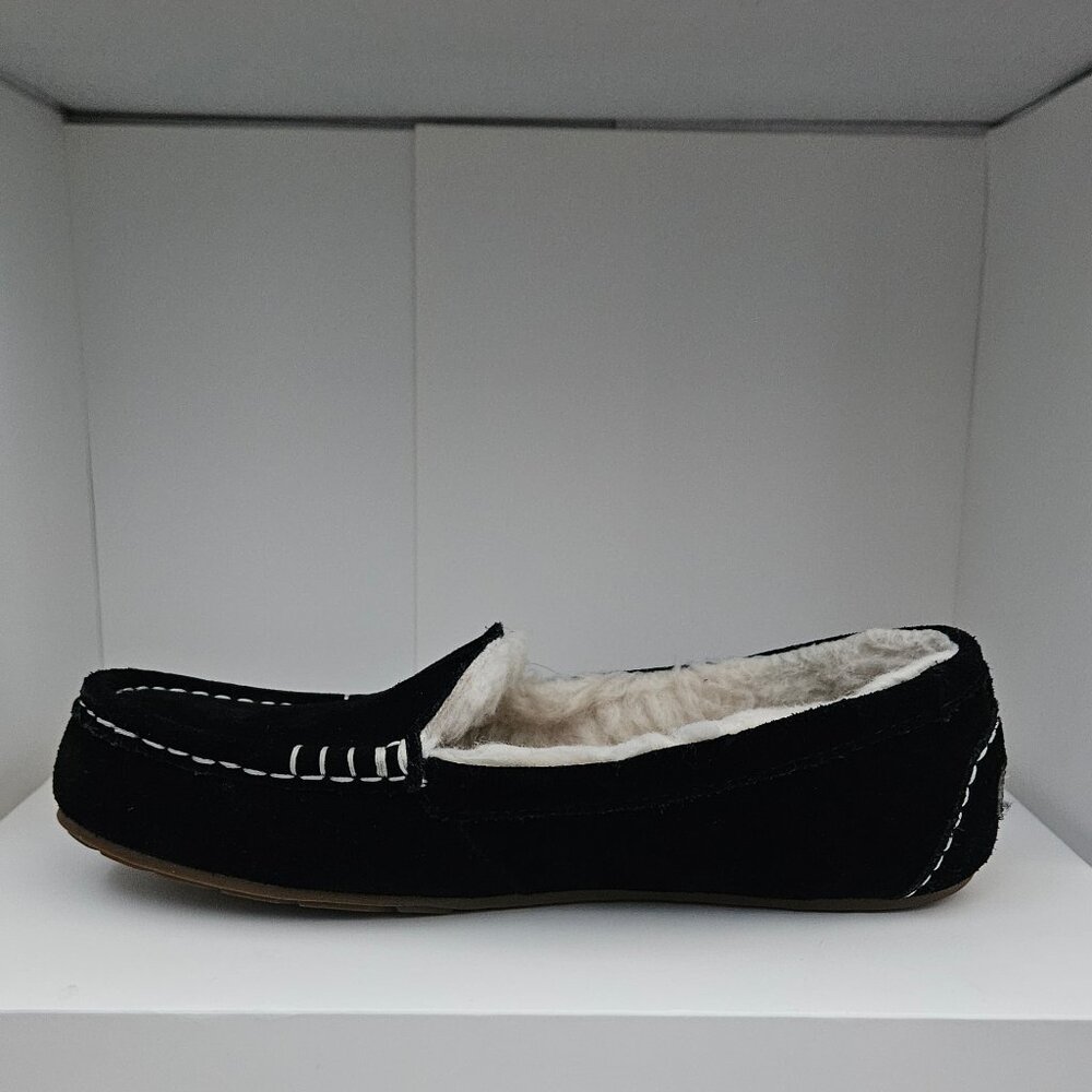 Koolaburra by UGG Moccasin Slippers Womens 7 Black Suede Lezy Faux Fur - Picture 4 of 7
